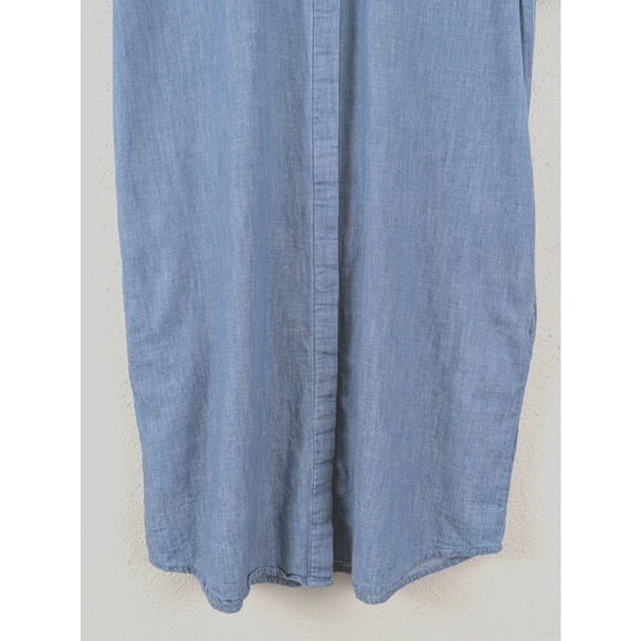 Liverpool sz M Shirt Dress + belt blue button front short cuff sleeves 1443 - Picture 3 of 6